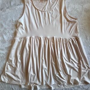 Zenana Outfitters Sleeveless Peplum Tank Top - Light Beige